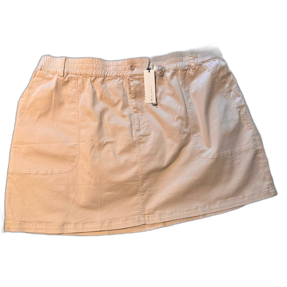 Michael Stars Size 3x Mini Skirt Tan Color NWT Stretch Twill Pockets Zip Closure